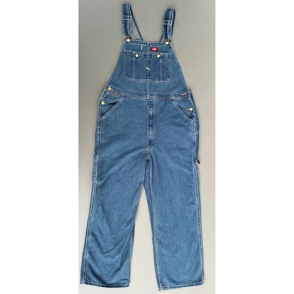 Dickies Other - Vintage Dickies Mens Denim Bib Overalls Medium Wash Blue Cotton Workwear 36x30